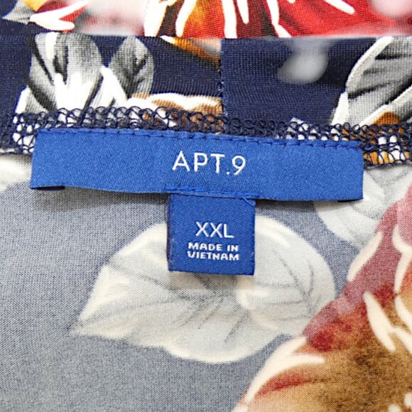 EUC APT.9 Navy Floral Swing Dress XXL Cottagecore Boho Casual Pockets - Picture 7 of 9